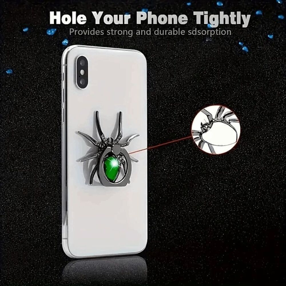 Emerald Green Crystal Diamond 360 Rotating Spider Cell Phone Ring Stand Holder